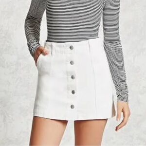 Forever 21 White Skirt with Buttons